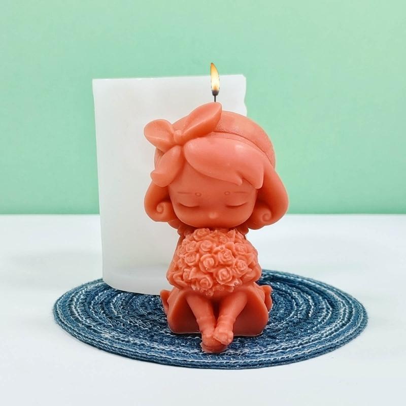 Cute Little Girl Silicone Moulds Scented Candle Molds DIY Cake Chocolate Decor