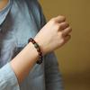 Women's Small-Leaf Rosewood Bracelet with Mother-of-Pearl Bead, Wenwan Buddhist Calming Ornament, Unisex.