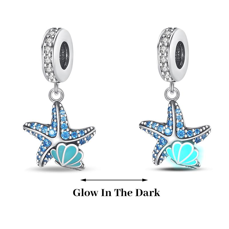 925 Silver Plated Fireflies Butterfly Stars Luminous Charms Beads Fit 3mm 925 Original Bracelets DIY Jewelry Gift