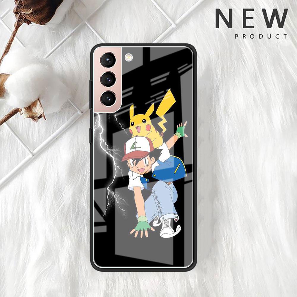 Pokemon Glass Case For Samsung Galaxy S22 S20 FE S21 Plus Phone Cover S10 5G S9 Note 20 Ultra 10 Lite Shell