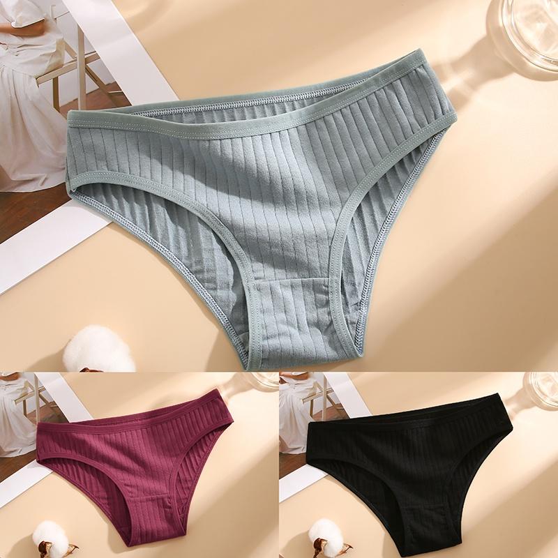 3ks/sada Kalhotky Bavlna Ženy Spodní prádlo Sexy spodky Pohodlné Dívčí kalhotky pro ženy Pruhované Bavlněné Intimní Spodní prádlo