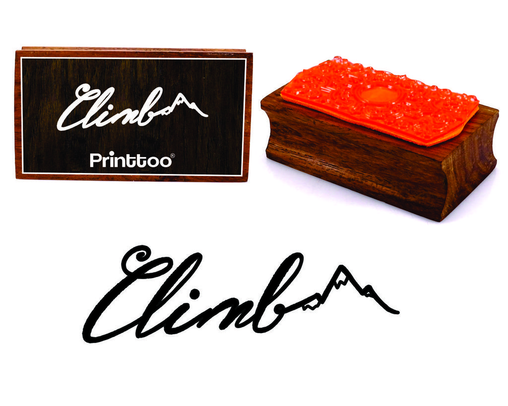 Printtoo Climb Calligraphy Rectangular Wooden Rubber Stamp Block