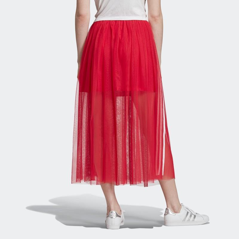 Adidas Originals 3-Stripe Sheer Mesh Tulle Skirt Red Women's ED4756