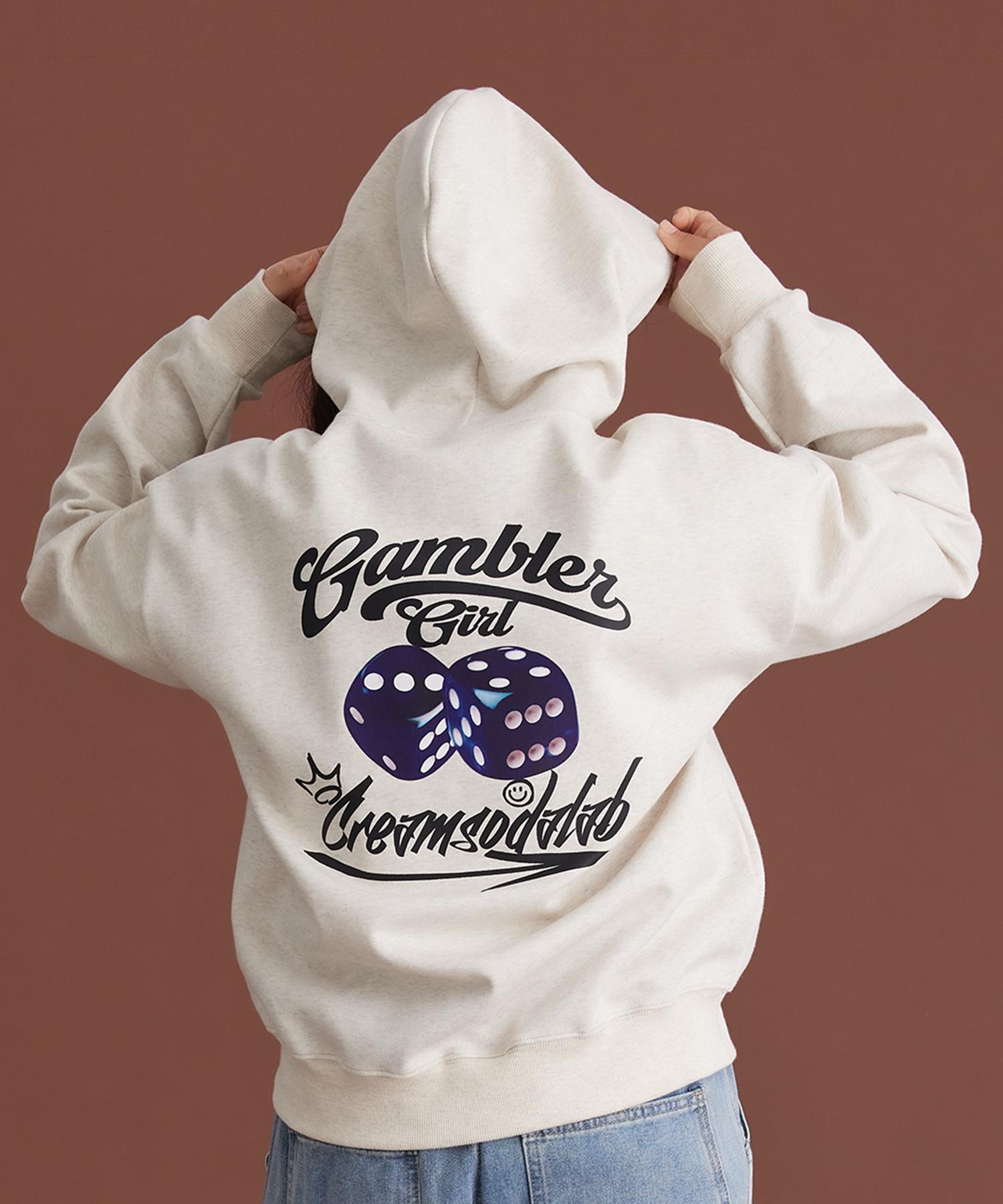 Cream Soda Lab Gambler Girl Blue Dice Oatmeal Black Hoodie M