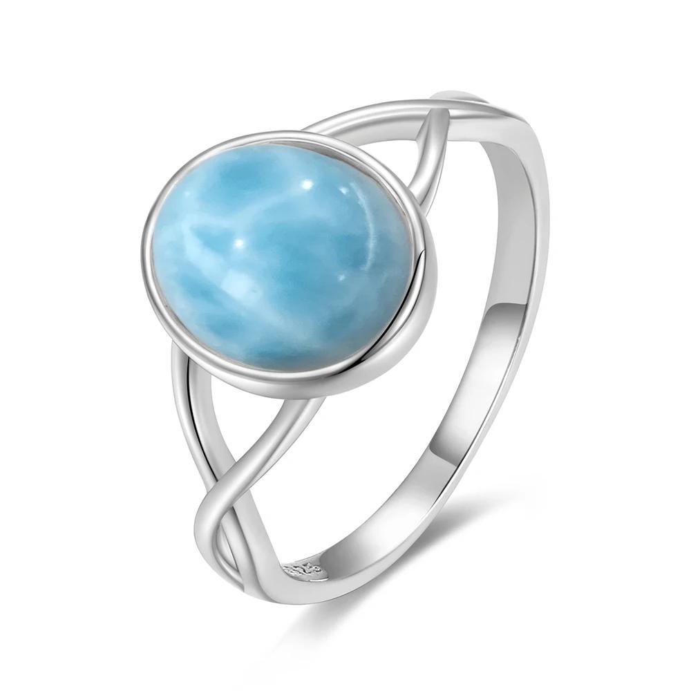 S925 Silver Aquamarine Rings Simple Rings Blue Natural Stone Oval 8*10mm Party Gifts Fine Jewelry Rings For Women