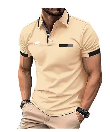 100% Polyester Men s Summer Short Sleeve Fashion Lapel Business Casual Polo Shirt Men s Slim Gower XXS