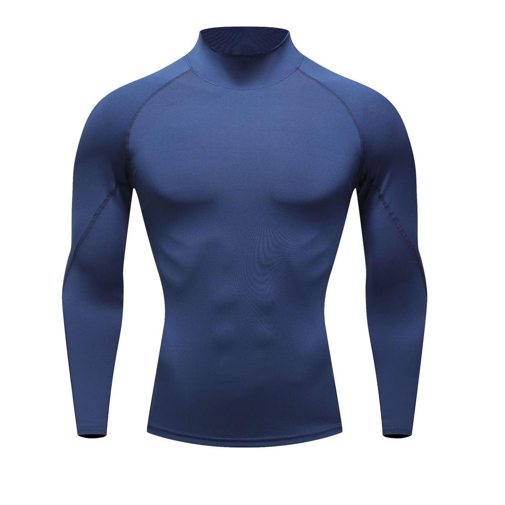 Men's High Neck Long Sleeve Quick-Dry Sports Bodysuit for Football & Basketball Training