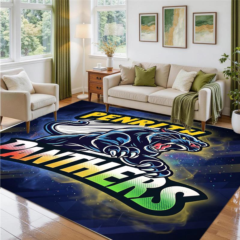 Penrith Panthers Design Crystal Velvet Rug Soft Decorative Mat for Bedroom Entrance