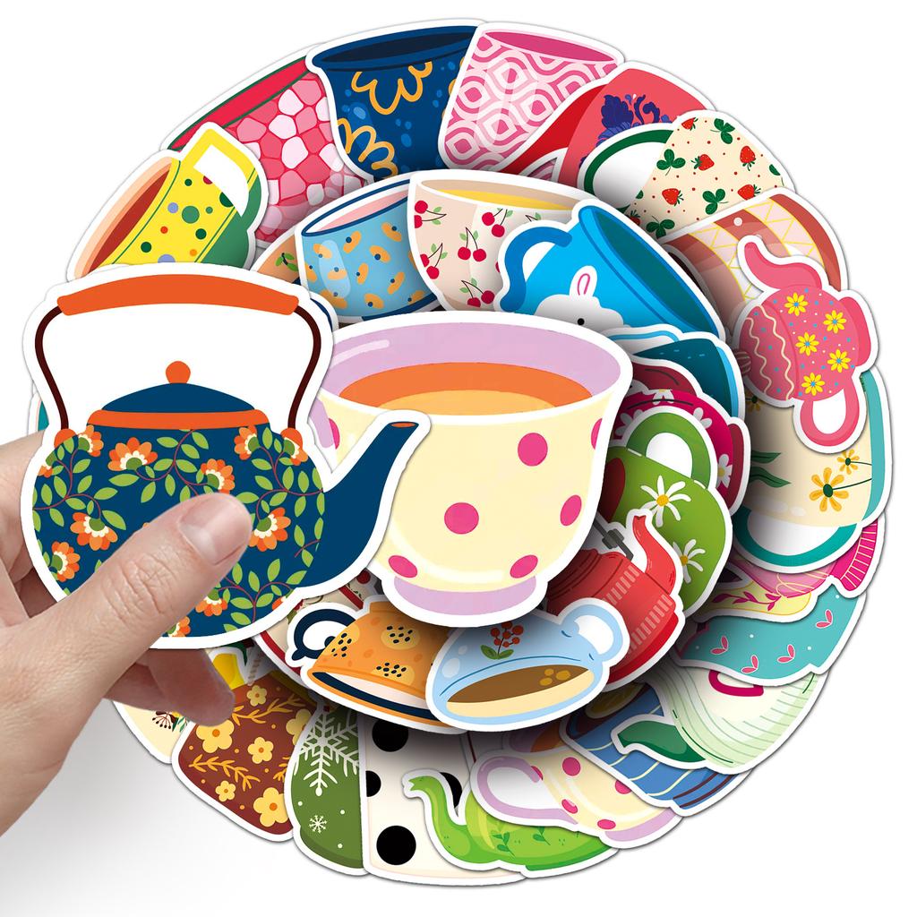 50 Teetasse Kessel Doodle Cartoon Kreativ Niedlich Aufkleber Dekorativ Wasserbecher Koffer Aufkleber Wasserdicht