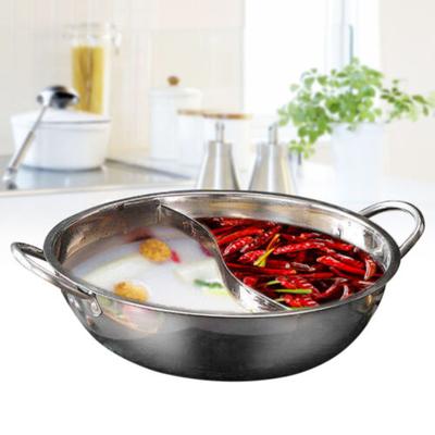 Shabu Pot Hot Stainless Steel Cookware Hot Pot with Divider Soup Induction Nabe Lid Cooking Double-sided