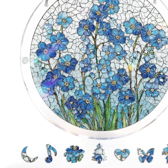Acrylic Puzzles Sun Catcher Stained Glass Effect Window Hanging Decor Colorful