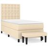 Maison Exclusive - Bed Slat Base and Mattress Cream 90x190 Cm Fabric