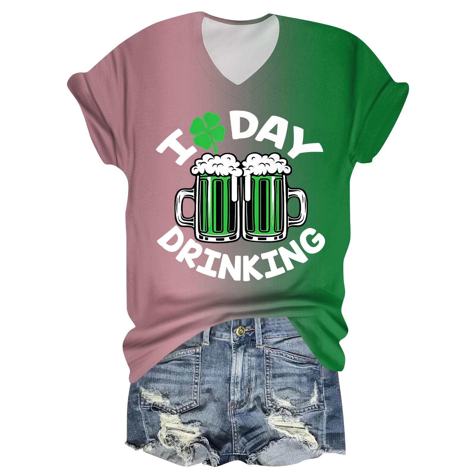 

Жіноча модна повсякденна футболка з принтом, V-подібним вирізом та коротким рукавом XXXXXL білий