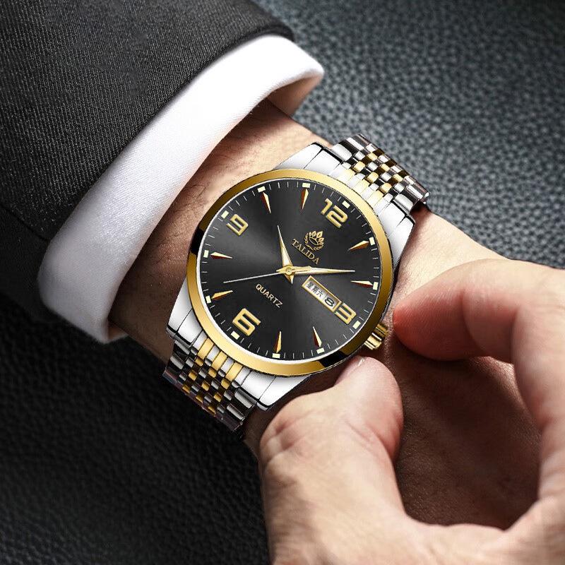 Tianlida Trendy Bestseller Ceas de mână pentru bărbați, rezistent la apă, cu quartz, din oțel inoxidabil, cu afișaj pentru dată și săptămână