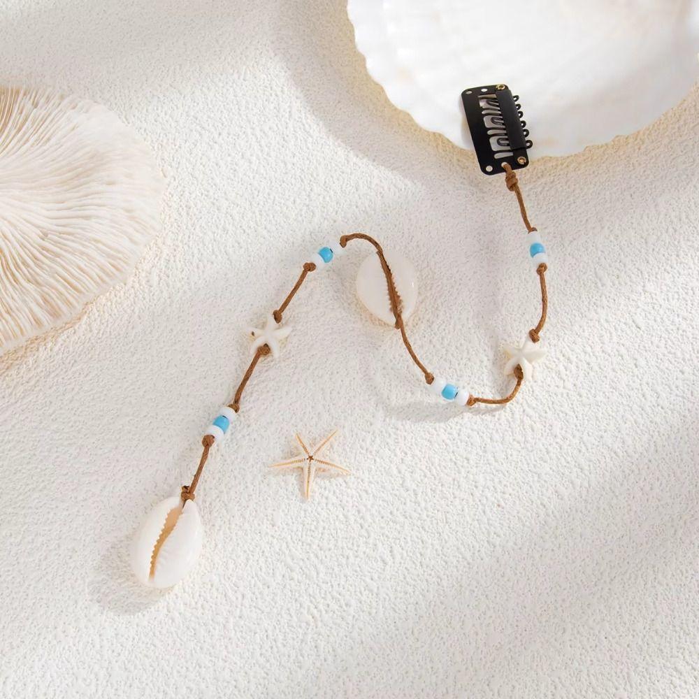 6 Styles Shell Pendant Hair Clip Handmade Beads Shell Beaded Hair Accessories  Women