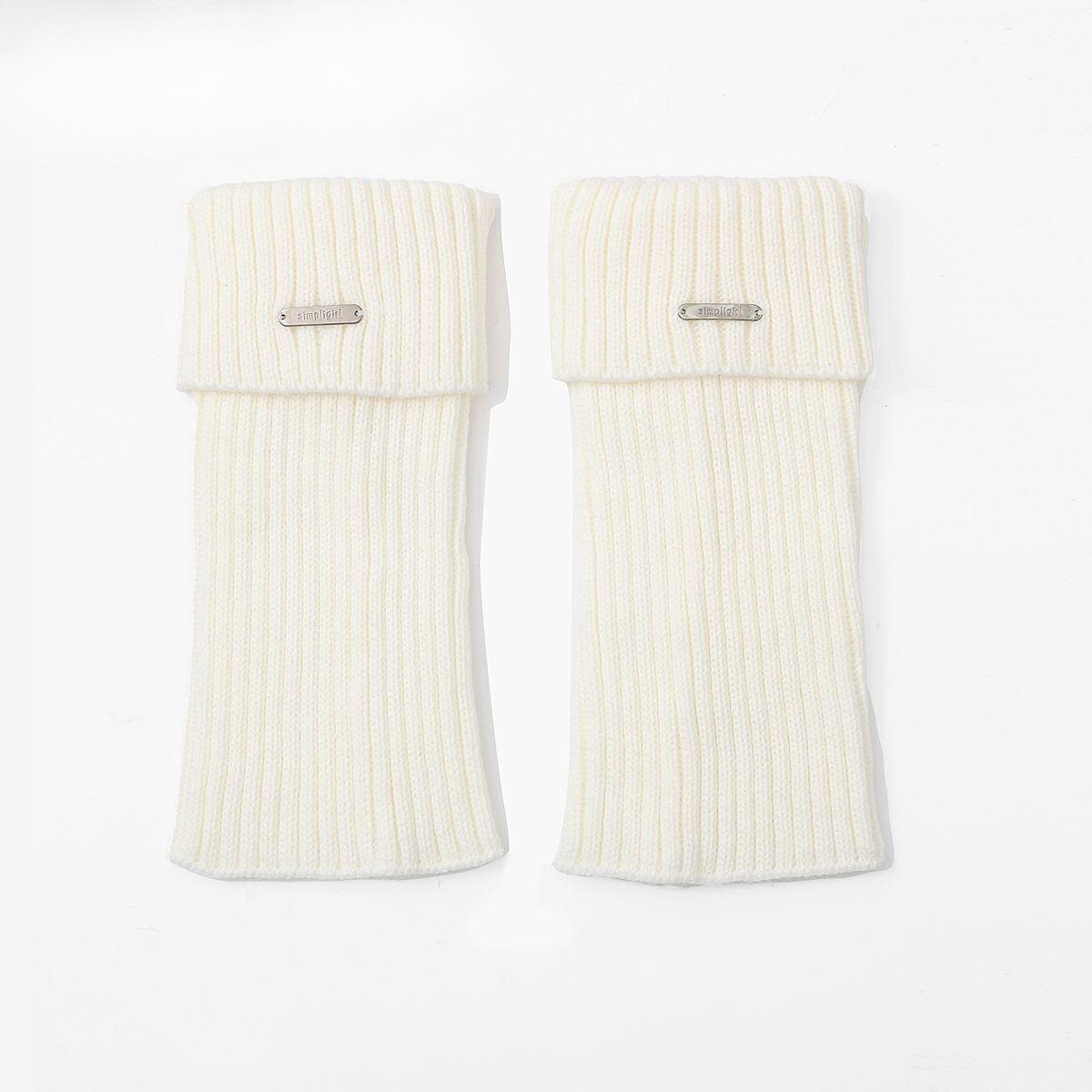 

Autumn Winter Leg Warmers Japanese Style Girls Versatile Slouch Socks with Metal Logo Warm Knitted Shoe Covers for Women Autumn Winter 1 pair білий
