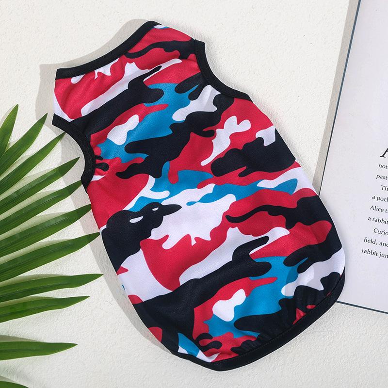 

Одежда для собак Одежда для домашних животных Солнцезащитная одежда Летний новый камуфляжный жилет Тедди для собак и кошек Тонкий летний французский жилет XS