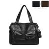 [KSTAMP] PU Leather Shoulder Bag, 2-Way Handbag with Multi-Function Pockets, 36x17x25cm, BlackBrown (Black)
