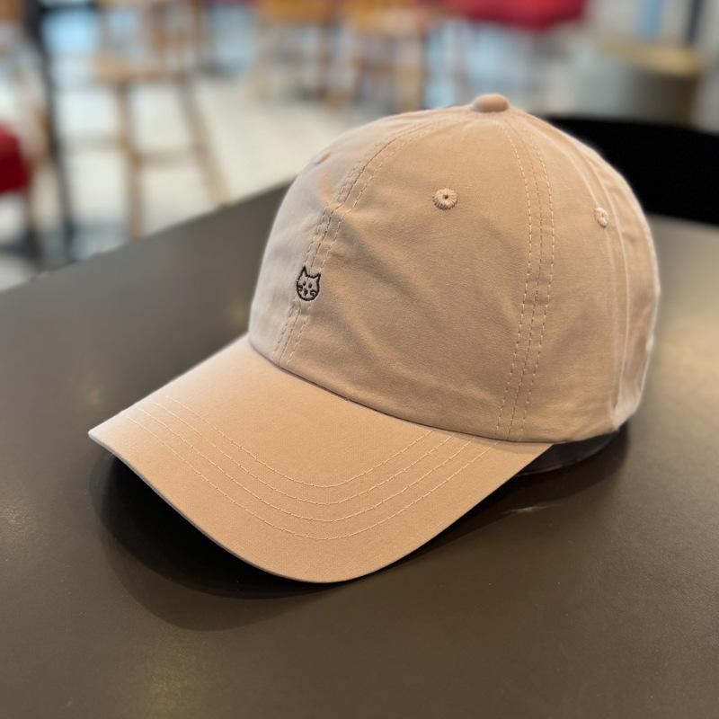 Sweet and Cute Kitten Head Embroidery Big Head Circumference Baseball Cap Female Spring and Summer New Face Small Wide Brim Cap Male