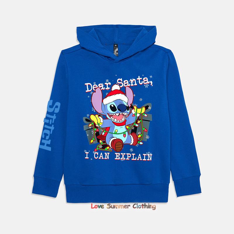2025 Christmas Hoodie Boys Girls Sweatshirts Kids Hoodies Stitch HD Print Casual Round Neck Long Sleeve 4-14Yrs