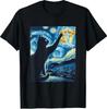 Black Cat Starry Night Van Gogh Cat 67 Six Seven Meme Viral T-Shirt