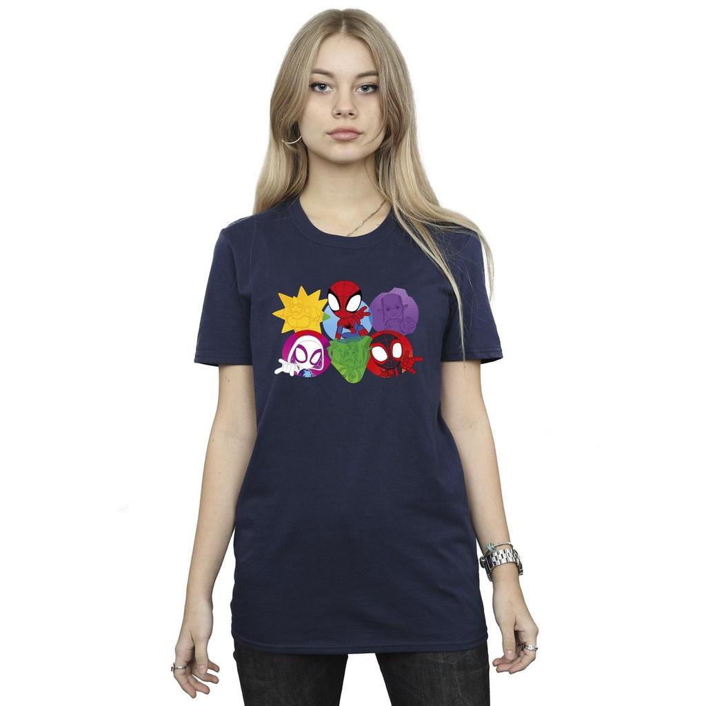 Marvel Womens/Ladies Spidey And His Amazing Friends Faces Cotton Boyfriend T-Shirt