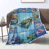 Turtle Blanket Gift Vintage Marine Animal Theme Decorative Flannel Blanket