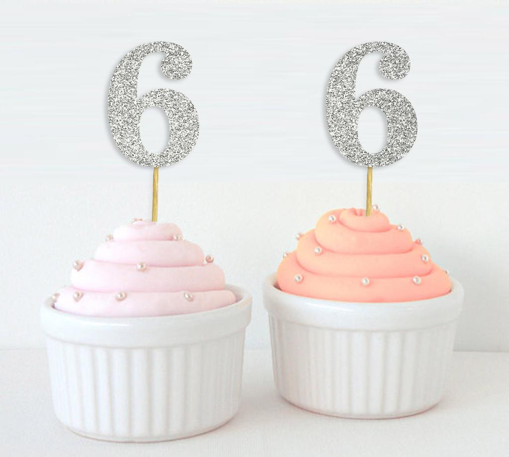 Darling Souvenir| Number 6 Birthday Year Cupcake Toppers| Birthday  Anniversary Party Dessert Decorations - Pack Of