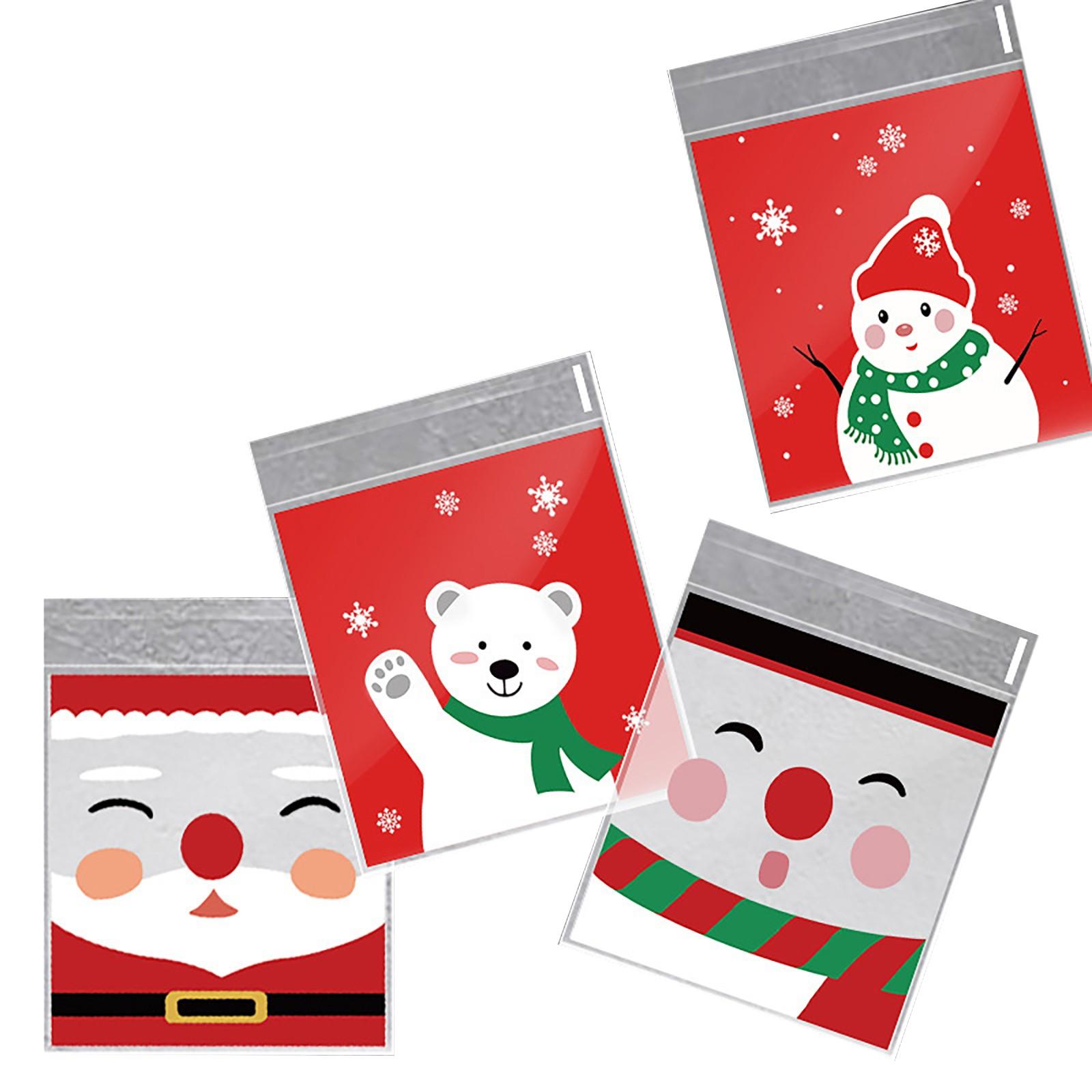 

100pc Christmas Candy Bag Snack Bag Drawstring Gift Bag Christmas червоний