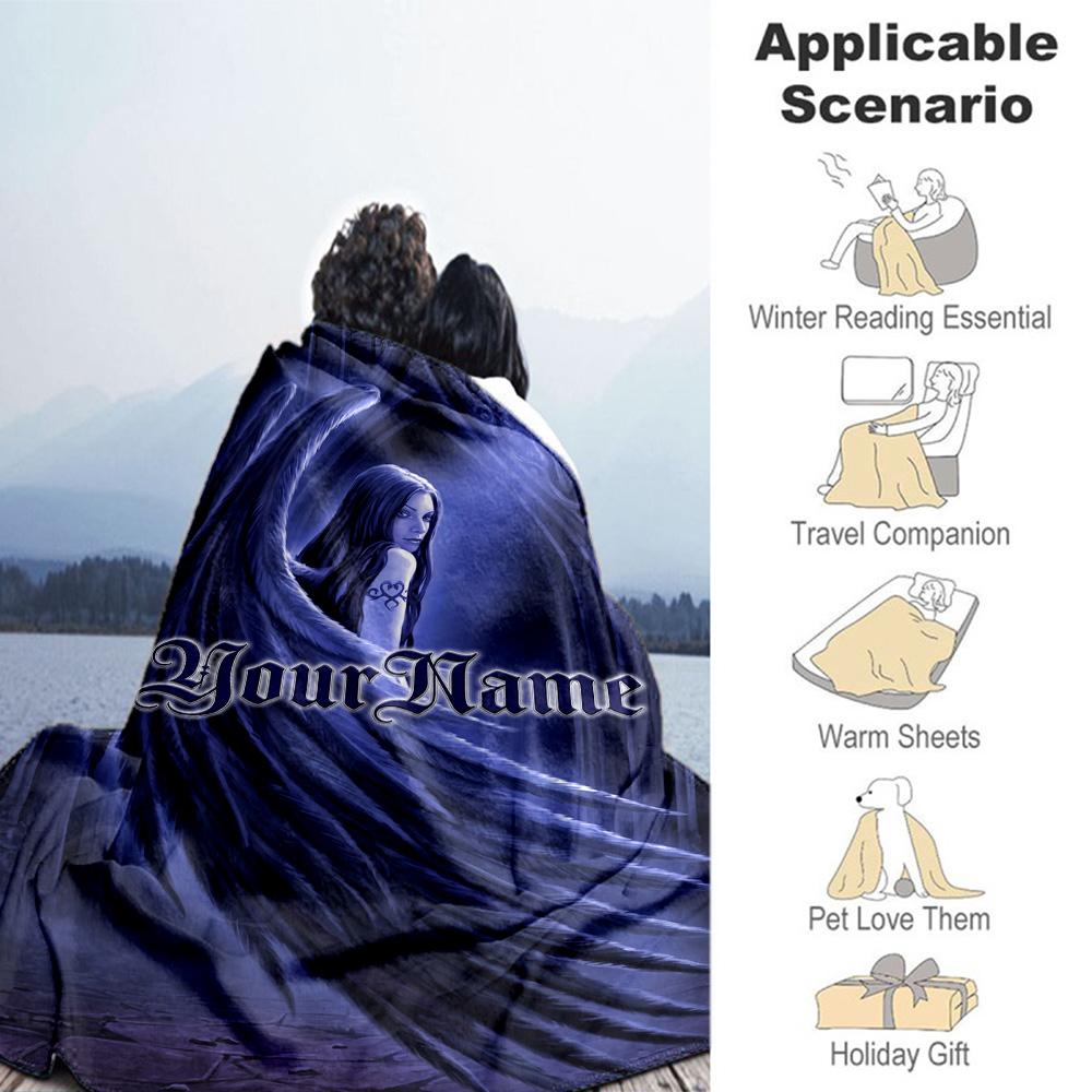 Gothic Illustrations Customize Your Name Blanket Cozy Personalized Blanket Soft Warm Cozy Perfect for Chair Office Chair Bed Home Decor All-Season Use