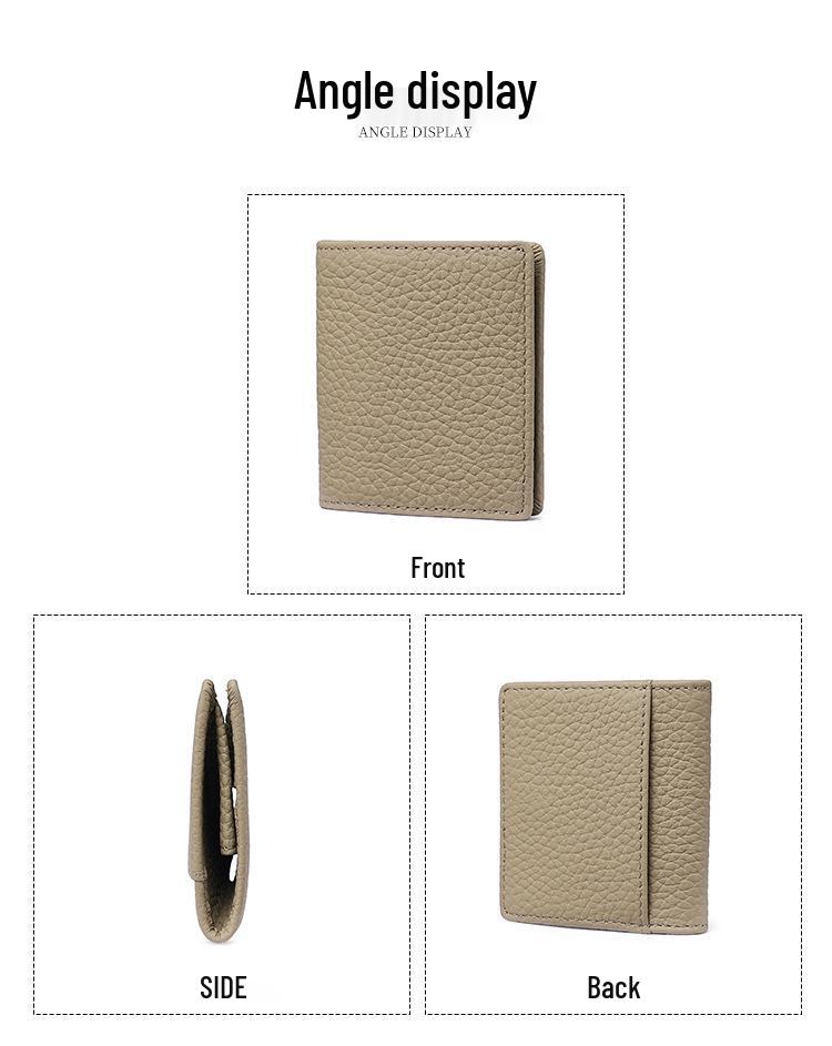 Women's Mini Coin Purse: Japanese Style Genuine Cowhide Leather with Lychee Pattern.