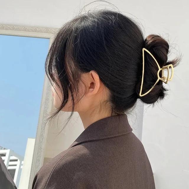 New Women Elegant Gold Silver Hollow Geometric Metal Hair Claw Vintage Hair Clip Headband Hairpin Fashion Girls Hair Accessories