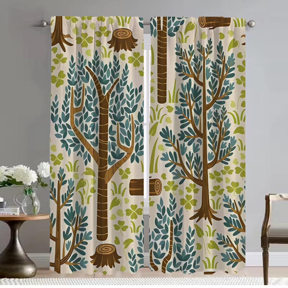 

Лесной домашний интерьер Шторы для камеры Гостиная Шторы Тюль для спальни Украшения на Хэллоуин Шторы 2 шт. W50xH70cmx2pcs-CL