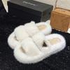Thick bottom heightening fluffy slippers women wear autumn and winter Internet celebrities light luxury versatile cotton drag home explosion slipp