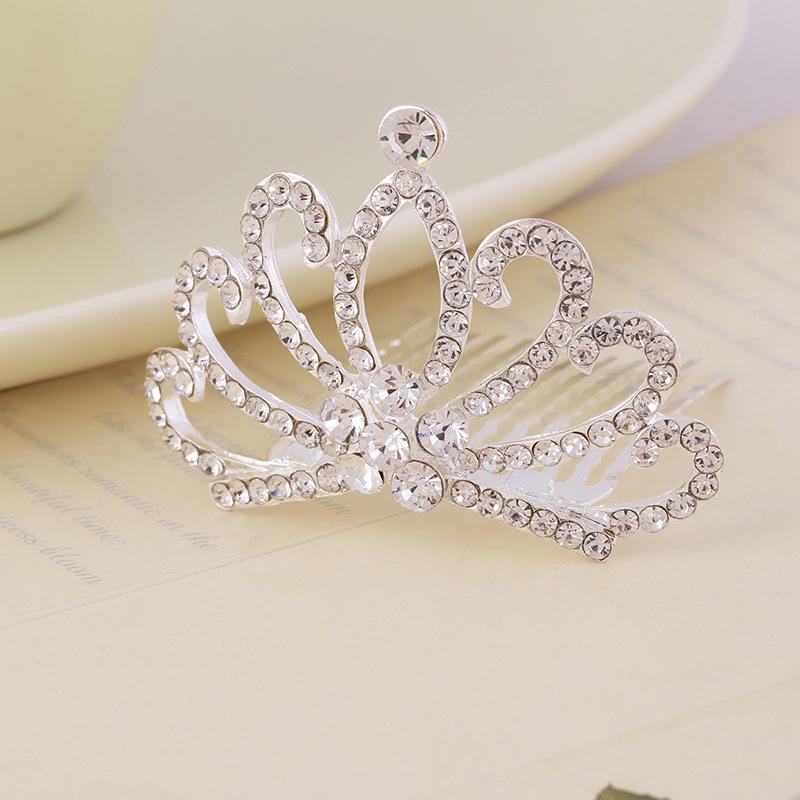 Korean Style Crown Jewelry Comb Hair Ornaments Princess Rhinestone Crown Alloy Colorful Girls Birthday Dance Hair Accessories