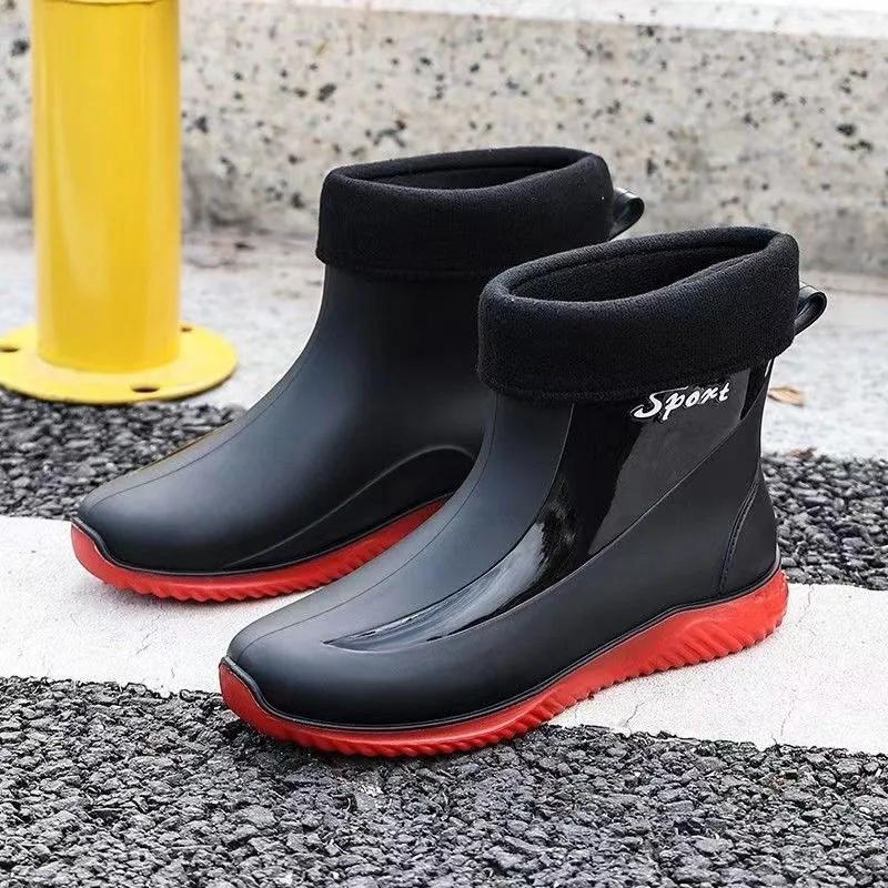 Waterproof Non Slip Wear-resistant Trendy Large Size Rain Boots for Men Casual Comfortable Chef Fishing Working Outdoor Footwear