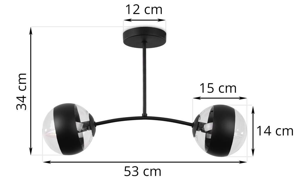 Toledo Schwarze Deckenleuchte 2-flammig Schwarzer Lampenschirm E14