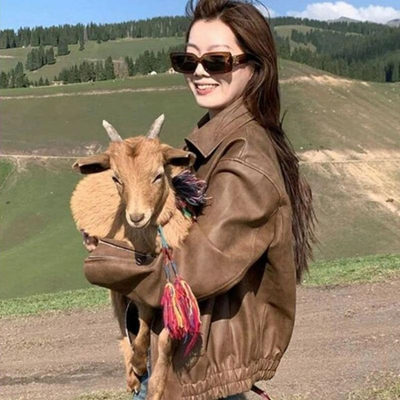 

Ретро кофейная куртка из искусственной кожи женская осенняя новая короткая куртка топ повседневная мотоциклетная куртка S темно-коричневого