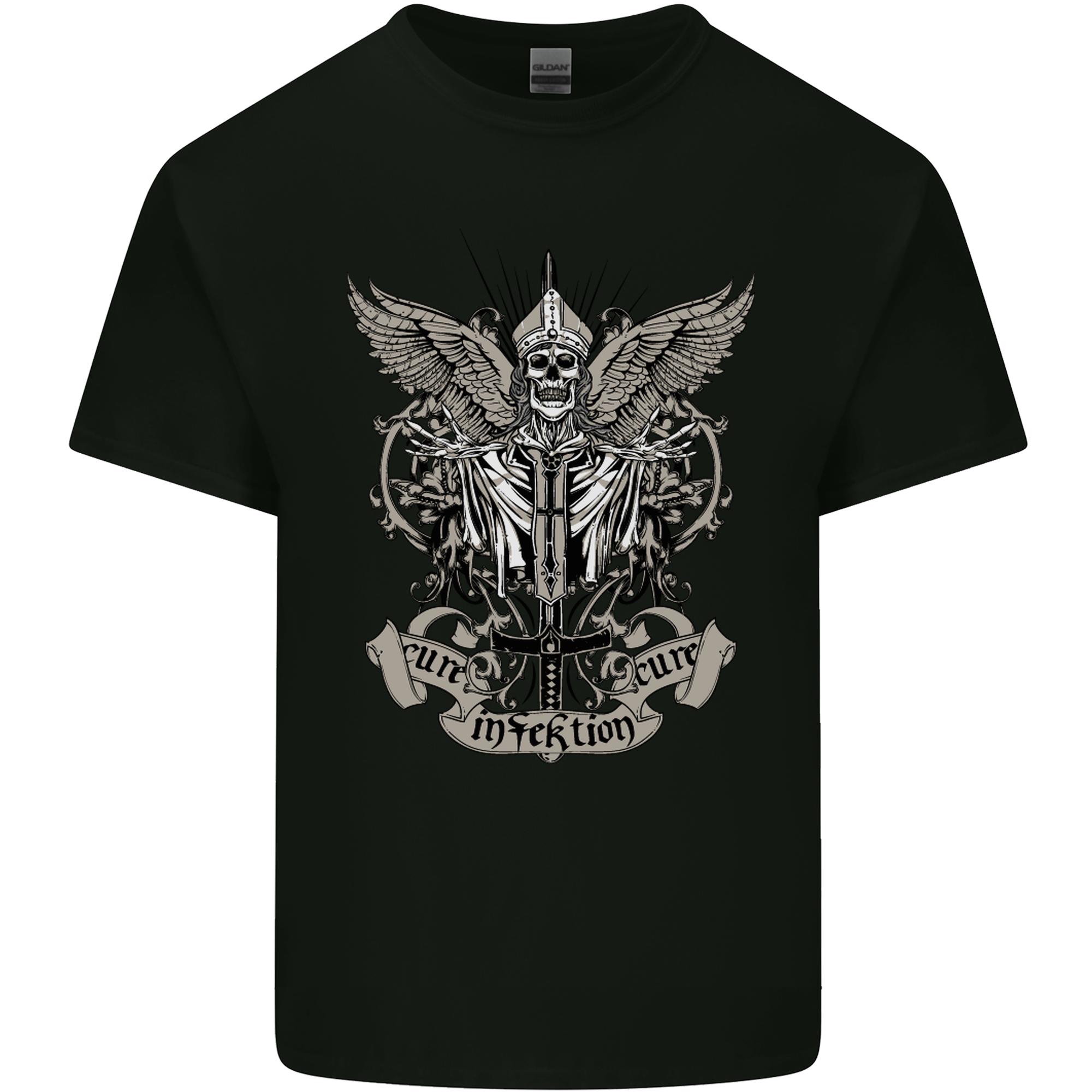 Cure the Infektion Skull Motorbike Biker Unisexs Light Cotton TShirt S