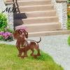 Animal Shaped Yard Art Metal Dachshund Garden Stake, Rusty Silhouette Decorative Stakes for Outside Lawn, Pathway, Patio, Flower Bed Decor Cute Dog