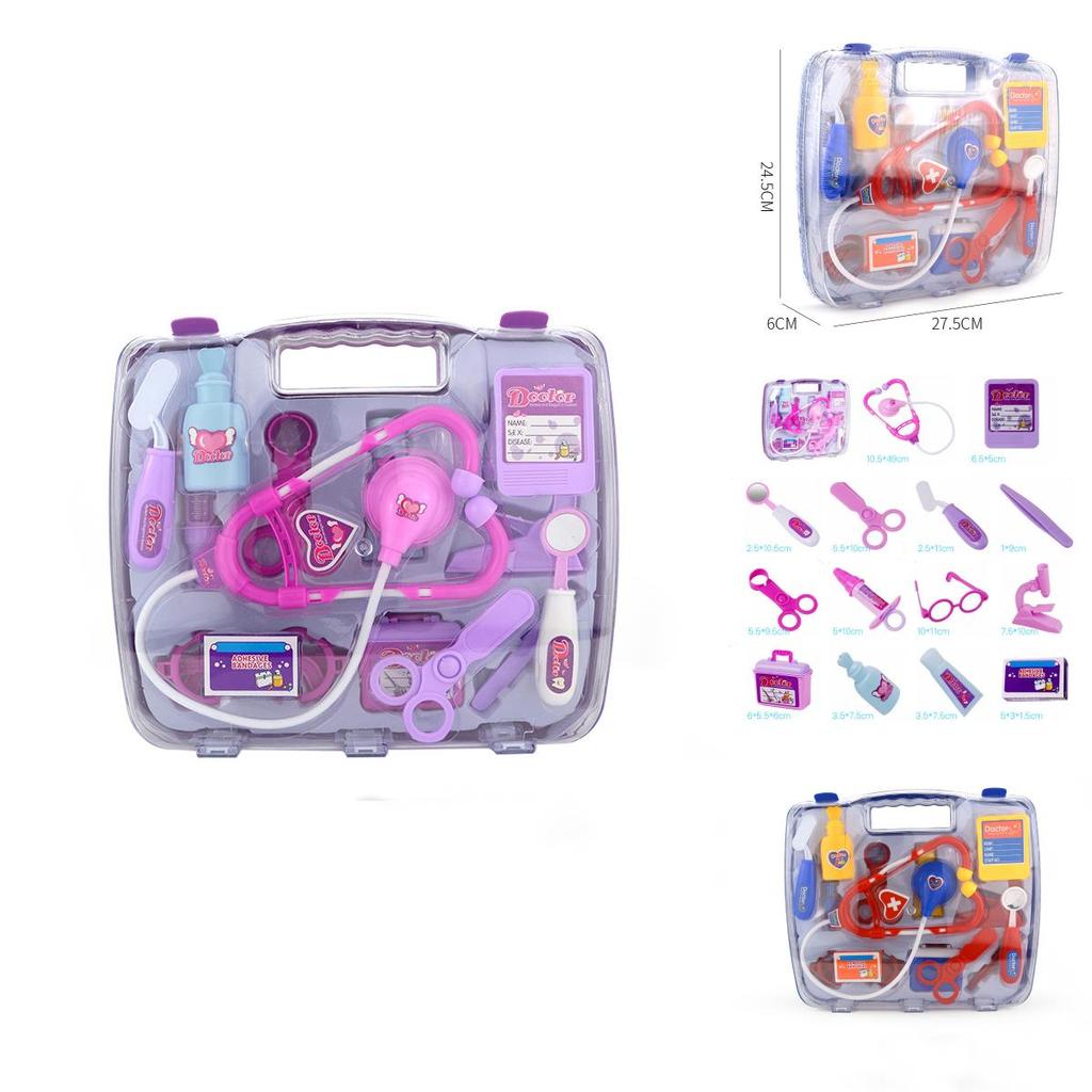 Premium Zestaw 15 szt. Zabawek Medycznych dla Dzieci do Odgrywania Ról w Twardym Etui Zawiera Realistyczne Efekty Dźwiękowe i Świetlne