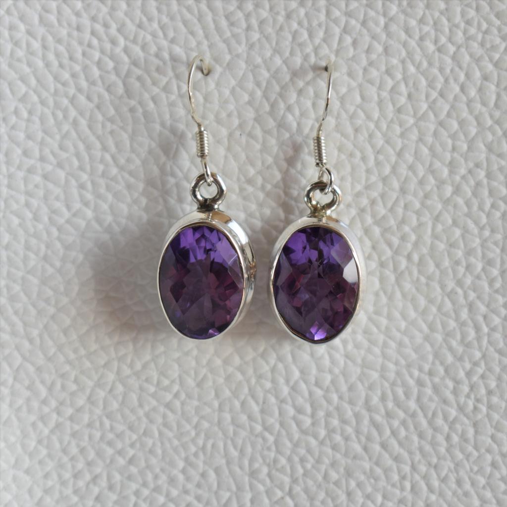 Natural Amethyst Earrings-Handmade Silver Earrings-925 Sterling Silver Earrings-Gift for her-February Birthstone-Dangle Drop Earrings