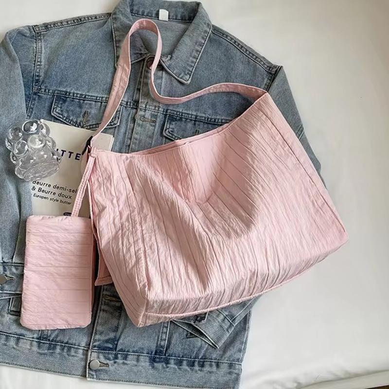 Canvas Tragetaschen Geldbörse für Damen Weiche Faltbare Schulterhandtaschen mit Münzfach Lässige Pendler Shopper Tragetaschen KTY