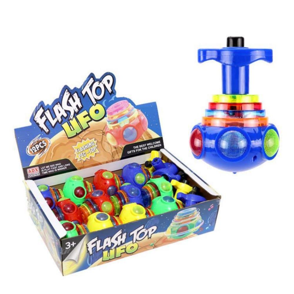 UFO gyro colorful cartoon gyro music rotating outdoor lights children's flash toys