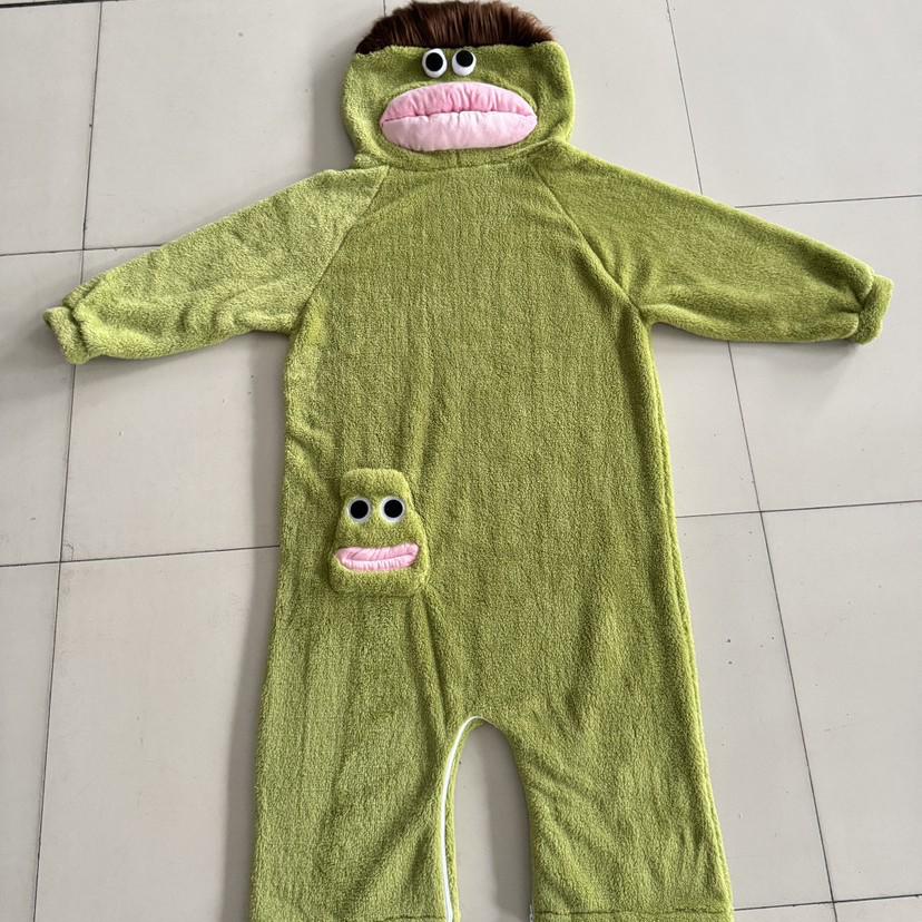Big Mouth Monster Plush Long Hair Pajamas: Warm Winter Coral Fleece Bathrobe for Couples