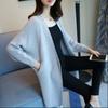 Autumn and Winter  Women's Sweater Cardigan Jacket Medium Long Loose Casual with Bat Sleeves Irregular Design