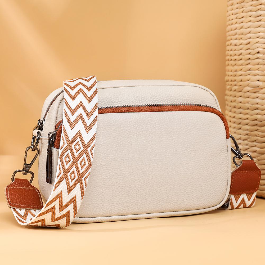 Genuine Leather Ladies Handbags Fashion Women Handbags Portable Solid Color Adjustable Strap Simple Casual for Weekend Vacation