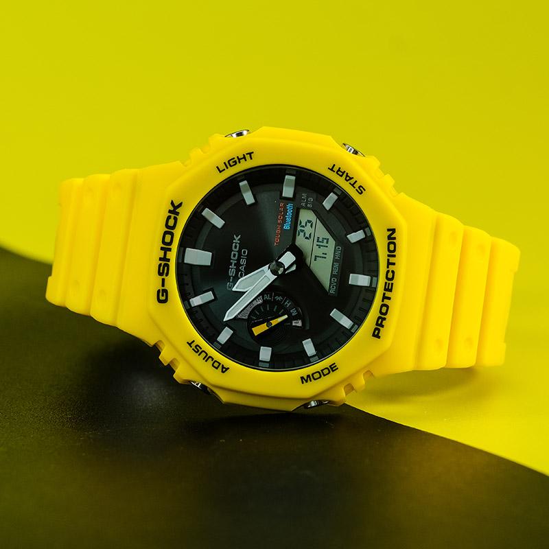 Casio G-Shock Classic Octagonal Carbon Fiber Core Protective Dual Display Waterproof Sports Quartz Watch Men watches Black GA-B2100C-9APR