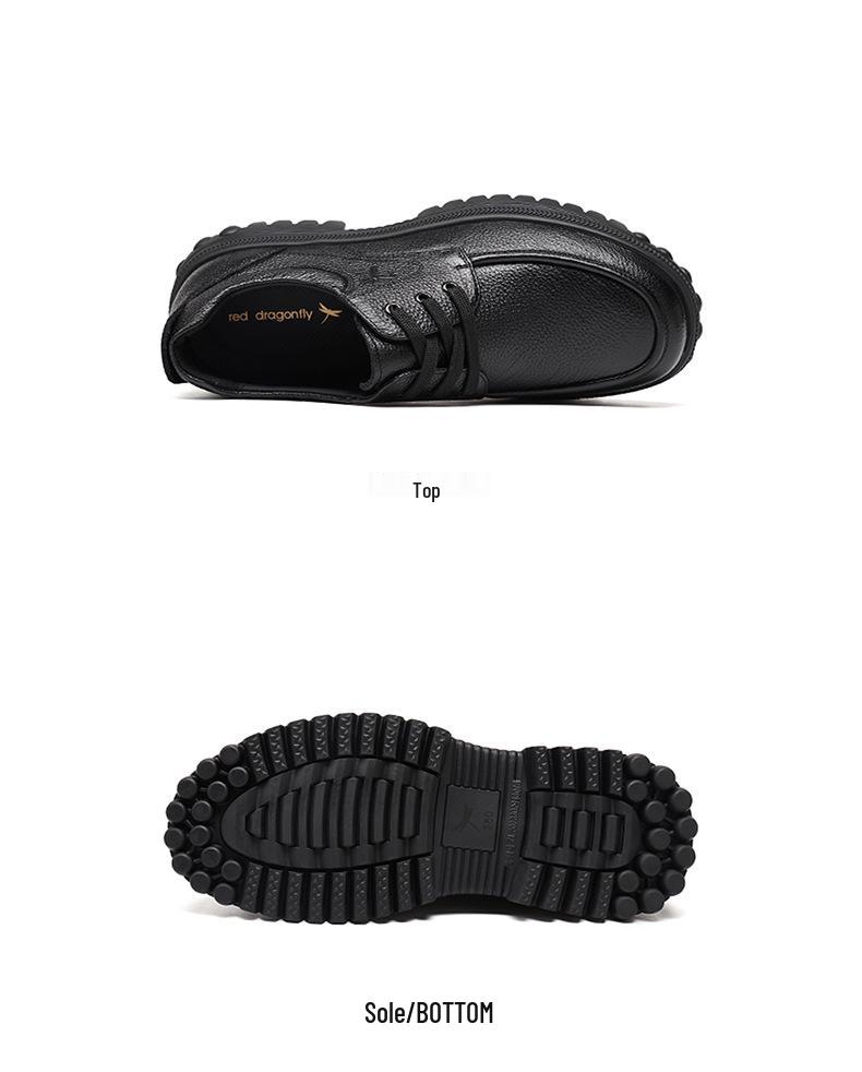 Red Dragonfly Men's Genuine Leather Casual Shoes - Non-Slip Autumn/Winter Footwear for Middle-Aged & Elderly