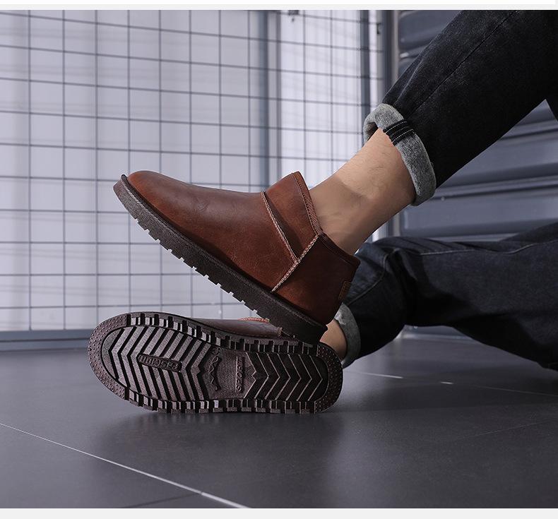 2024 Men's Winter Velvet-Lined Non-Slip Waterproof Snow Boots